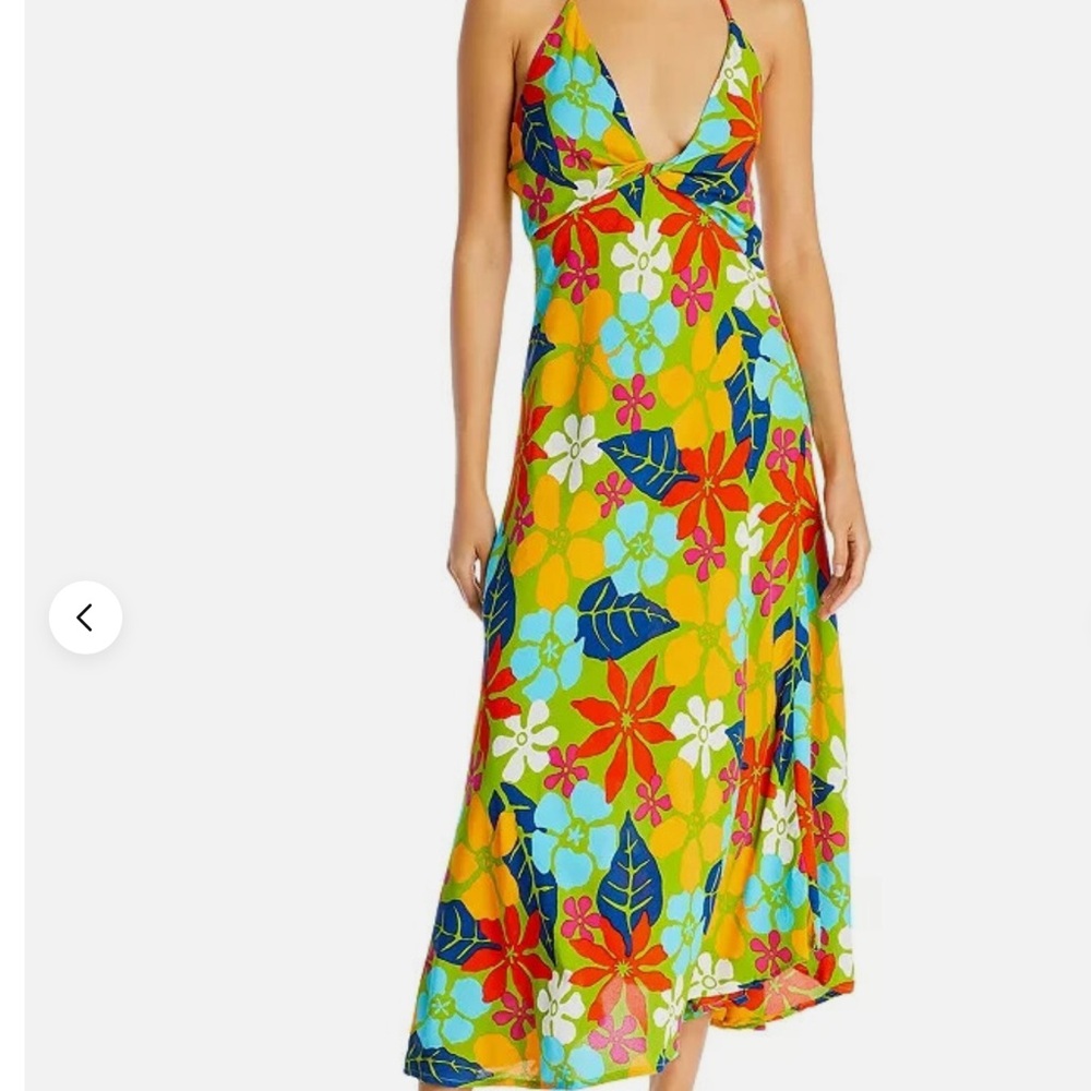 Faithfull The Brand Artemesia Floral Halter Maxi Dress Green Multi Vacation Smal